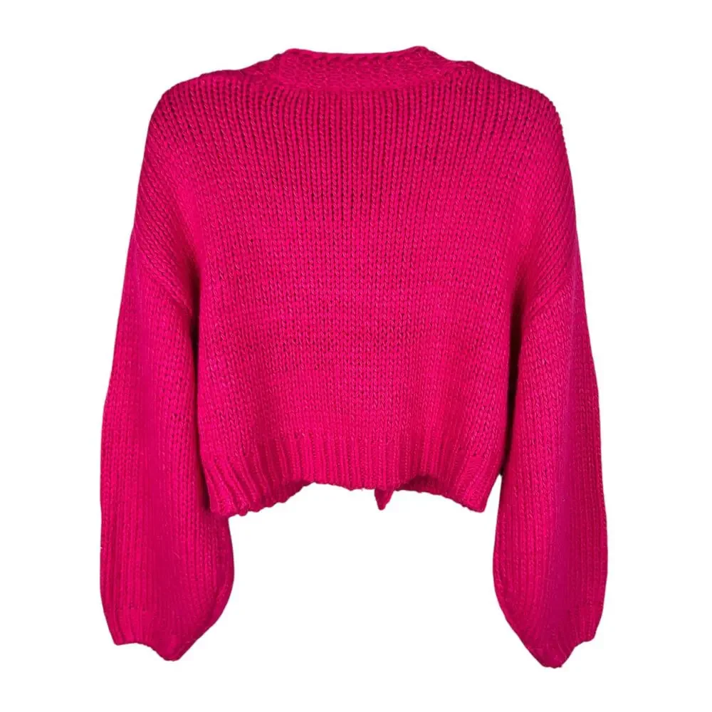 Free People Mure Grand Pink Yin Yang Embroidered Long Sleeve Open Front Cardigan - Picture 5 of 7